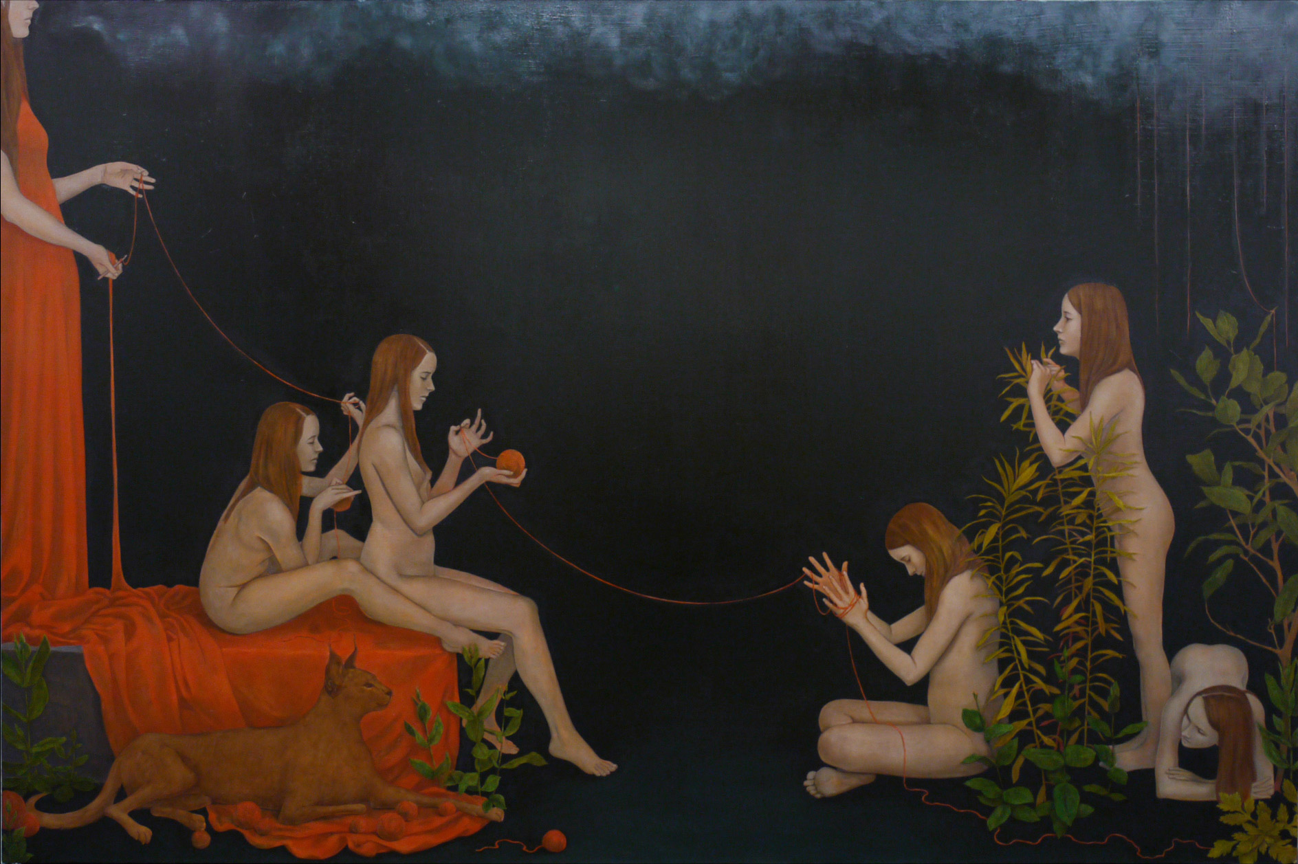 "Ritual in the Courtyard" 48x72 in, oil on canvas, 2012